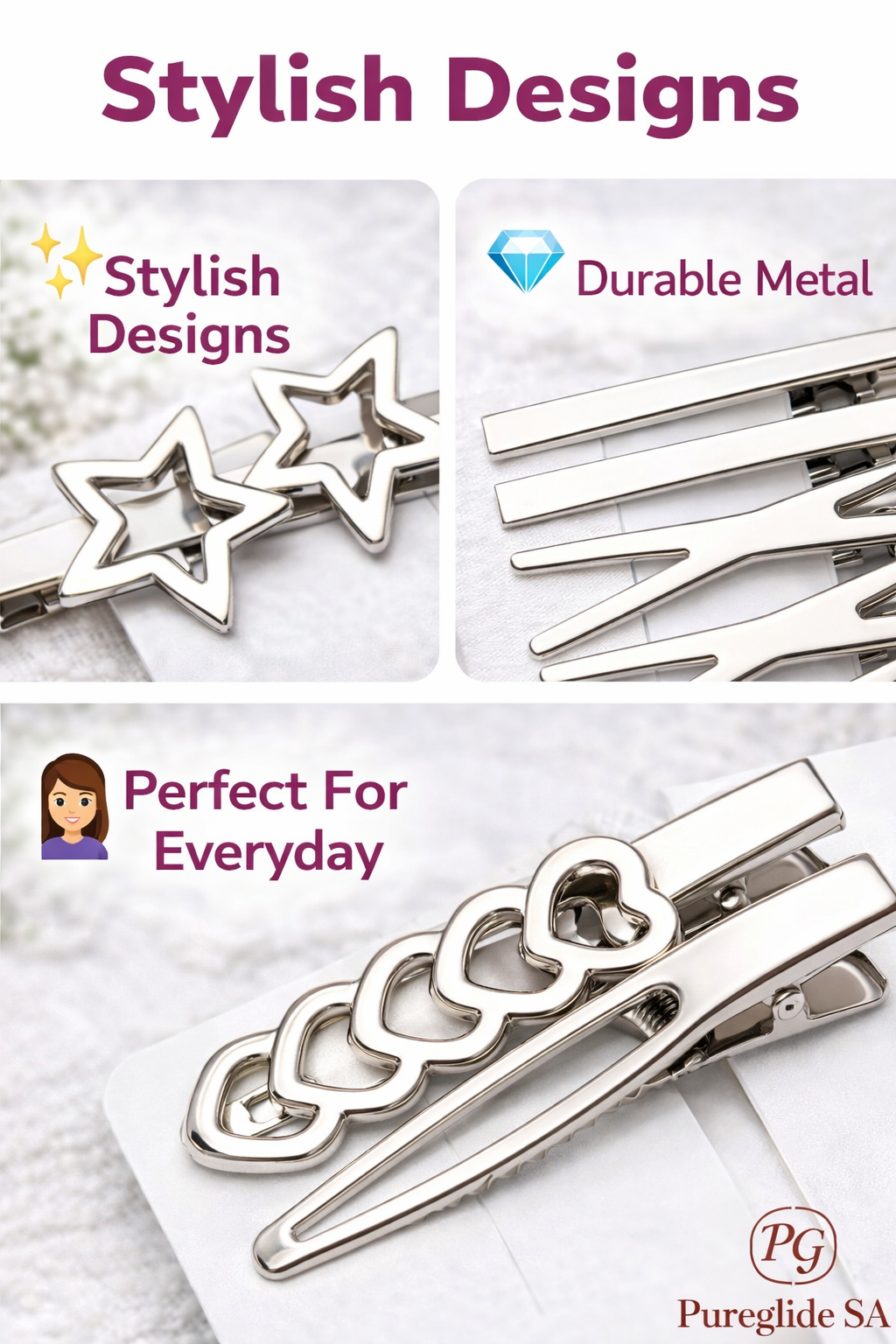 Stylish Hair Clips Set (8pc)
